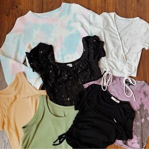 Olivaceous, Le Lis, Pink Blush Colorful Cute Crop Top and Long Sleeve Bundle